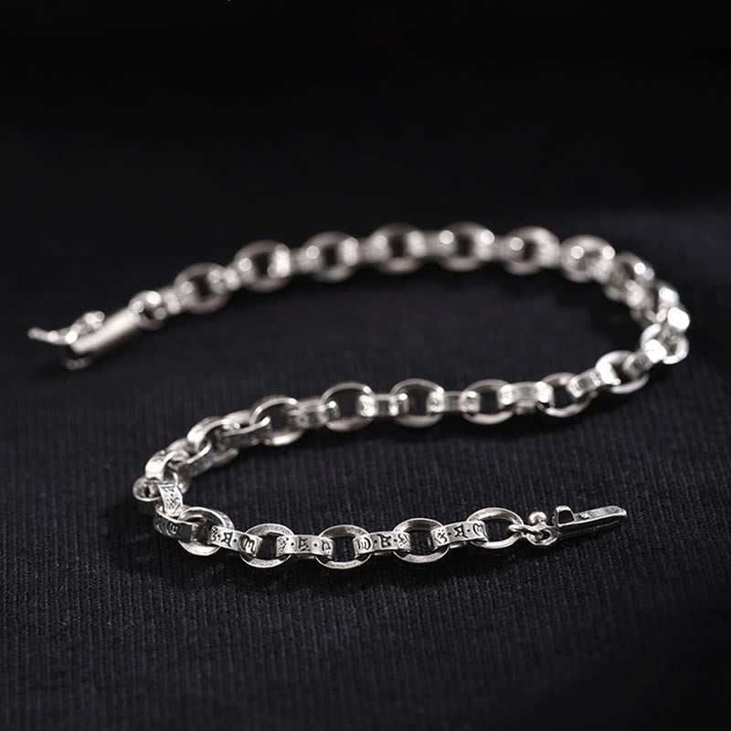 Bracelet en métal créatif sculpté Buddha Stones en argent sterling 925 Om Mani Padme Hum