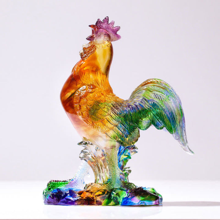 Pièce d'art en cristal de coq Liuli faite à la main, décoration d'intérieur - Moyen 20*10*25cm - image 7