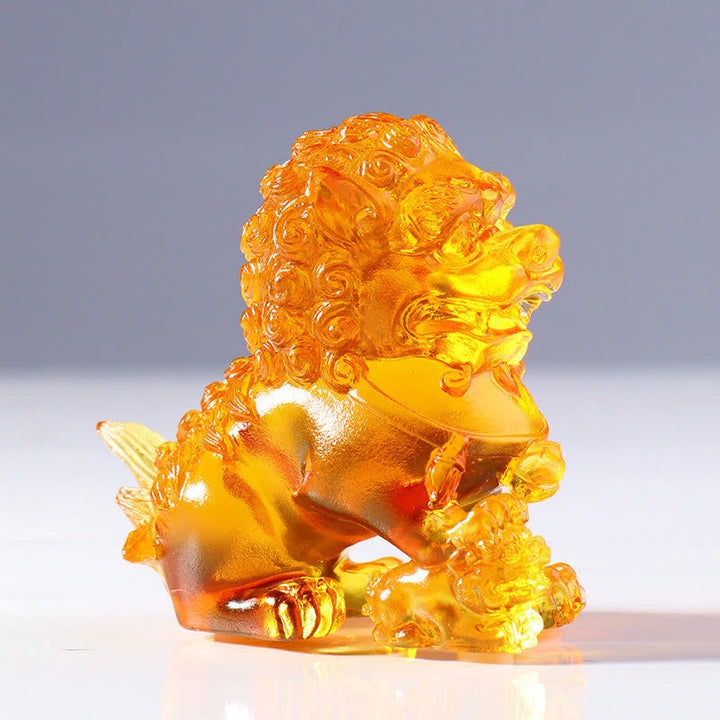 Pièce d'art en cristal de lion Liuli faite à la main Décoration de bureau à domicile