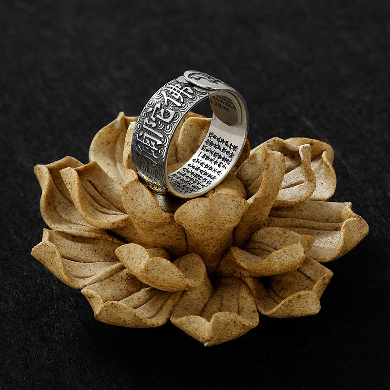 Bague ajustable Buddha Stones du zodiaque chinois Natal Bouddha Richesse Chance