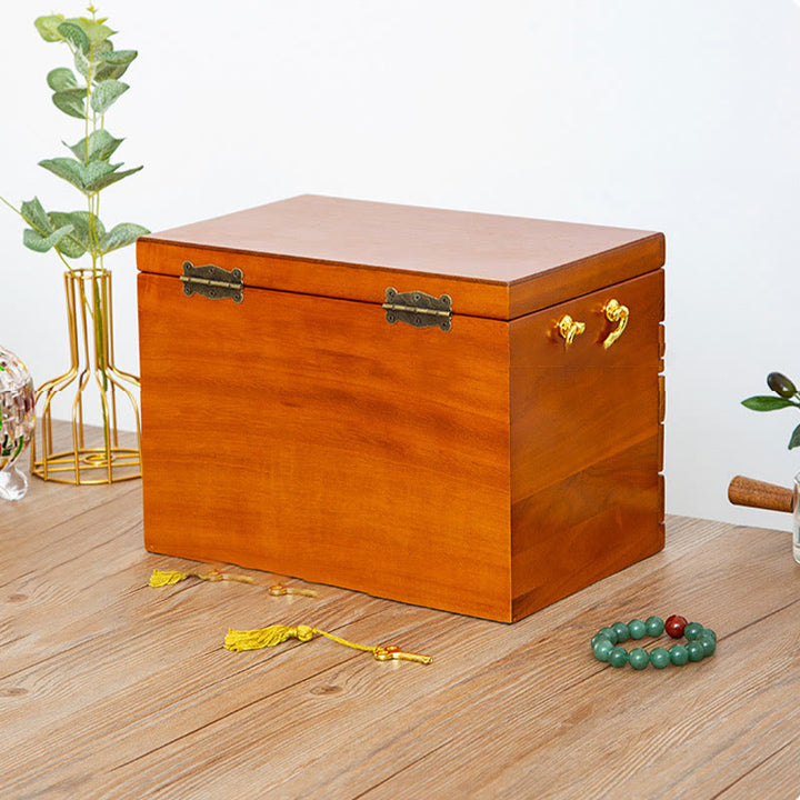 Coffret à bijoux rétro en bois massif Buddha Stones Coffret de rangement à bijoux en bois à quatre niveaux