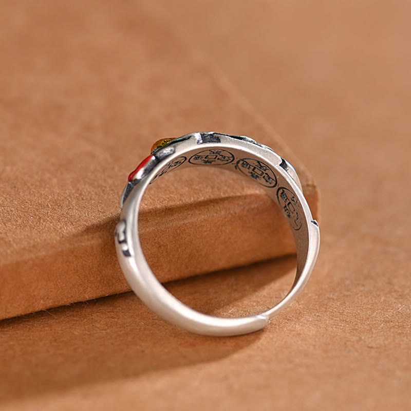 Buddha Stones Bague de richesse Feng Shui Cinq pièces de monnaie de l'empereur