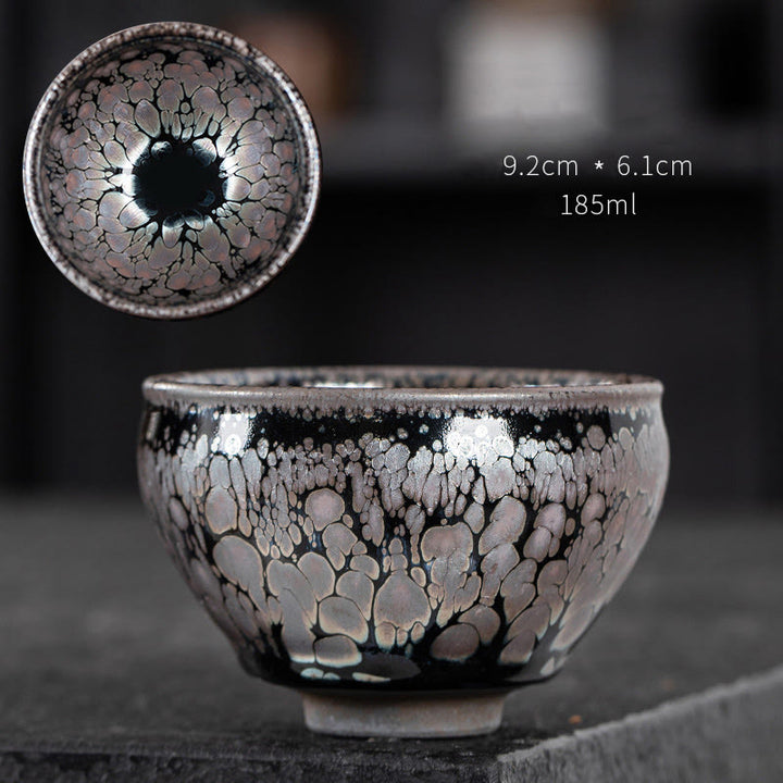 Tasse à thé en céramique chinoise Jianzhan Buddha Stones et fleurs de cerisier faites à la main Motif Sakura