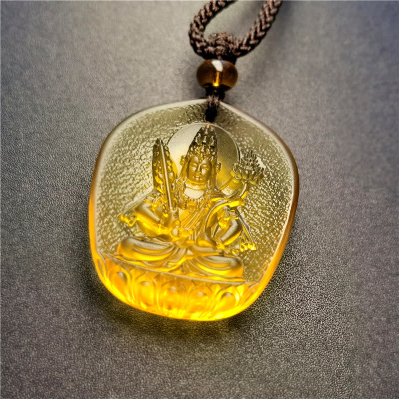 Collier pendentif en cristal de compassion Liuli Buddha Stones et bénédiction du zodiaque chinois - Bodhisattva Buffle/Tigre-Vide - image 7