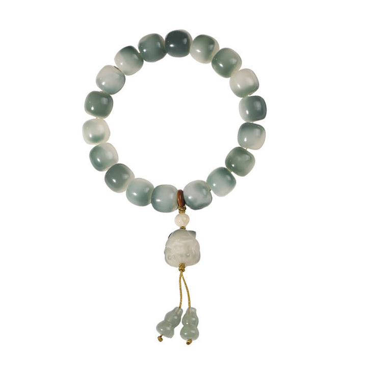 Bracelet de paix en forme de pomme de pin et de patte de chat, motif de Buddha Stones dégradées, graines de Bodhi, renard à neuf queues - image 11