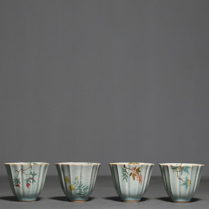 Buddha Stones Néflier du Japon Cornouiller Aubépine Gloire du matin Tasse à thé en céramique Tasse à thé Kung Fu