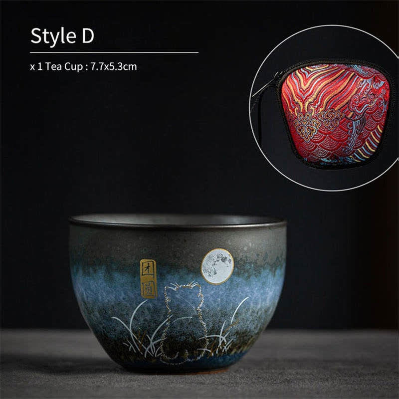 Tasse à thé en céramique Buddha Stones Lovely Cat Tasses à thé noir 140 ml
