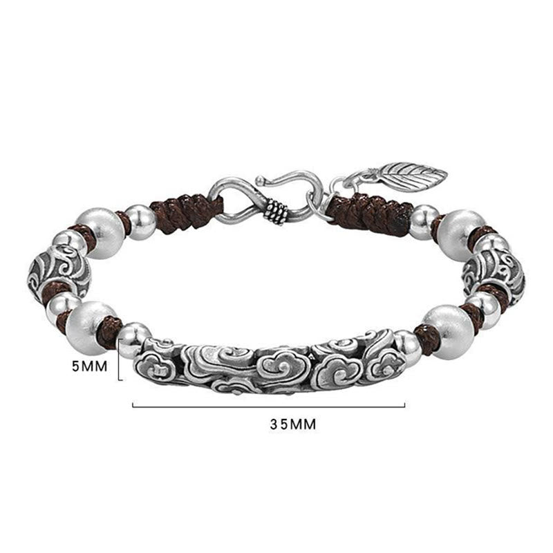 Bracelet en fil de richesse en argent sterling 999 fait main en cuivre et Buddha Stones du Tibet