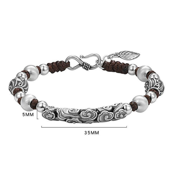 Bracelet en fil de richesse en argent sterling 999 fait main en cuivre et Buddha Stones du Tibet