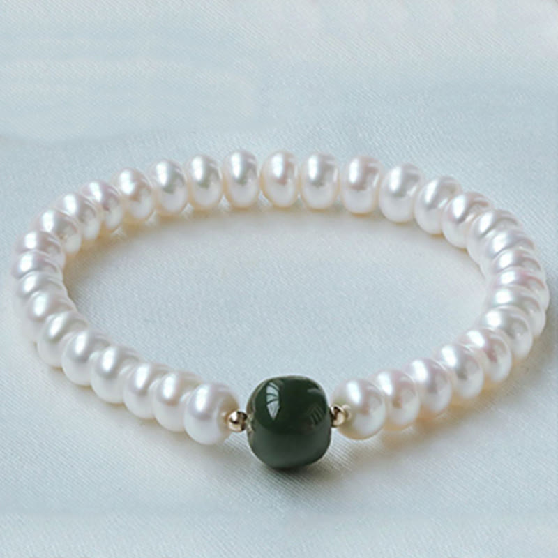 Buddha Stones en argent sterling 925 avec perles naturelles Hetian Jade Aigue-marine Sagesse Sincérité Bracelet