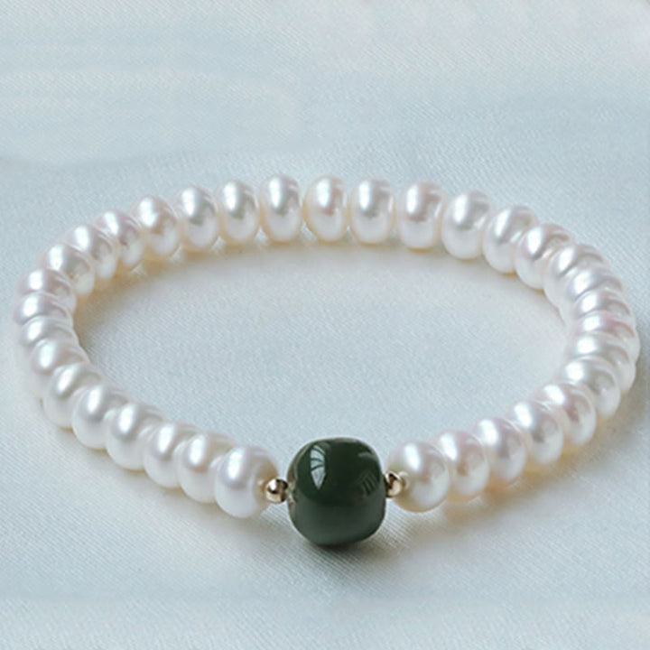 Buddha Stones en argent sterling 925 avec perles naturelles Hetian Jade Aigue-marine Sagesse Sincérité Bracelet