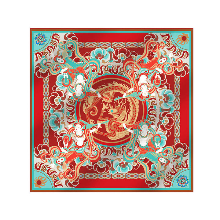 Écharpe en soie de mûrier 100 % Buddha Stones Dunhuang Rebound Pipa Flying Frescoes Châle Dunhuang de qualité supérieure 6A