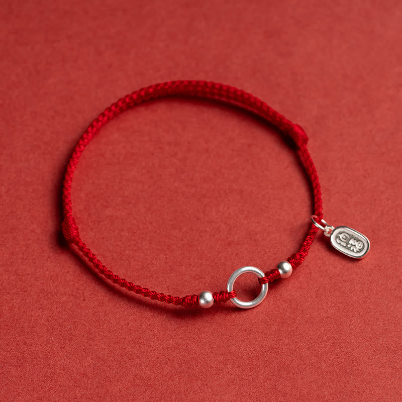 Bracelet en argent sterling 925 avec Buddha Stones et cordon rouge porte-bonheur, paix, joie, lotus, paix