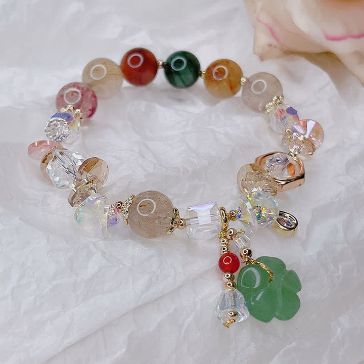 Bracelet porte-bonheur en perles de fleurs d'aventurine verte et Buddha Stones