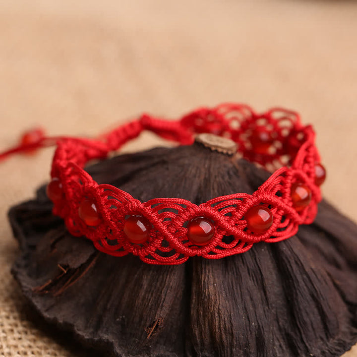 Bracelet de confiance en agate rouge et Buddha Stones