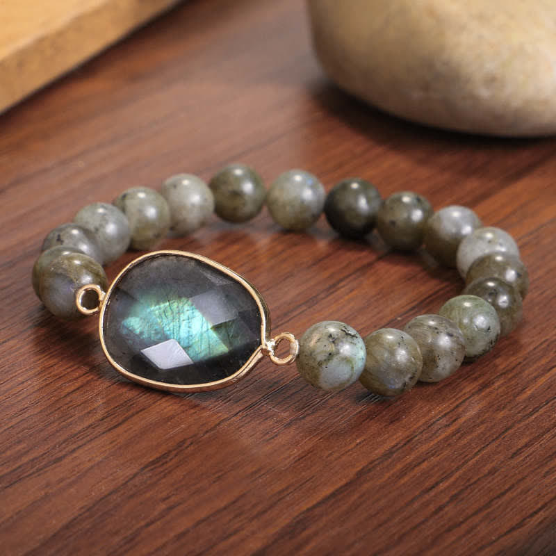 Bracelet de perles de guérison en pierre de lune et labradorite naturelle de Buddha Stones - image 3