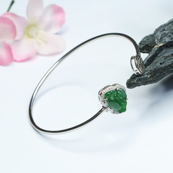 Bracelet porte-bonheur en jade et en argent sterling 925 avec Bouddha Buddha Stones