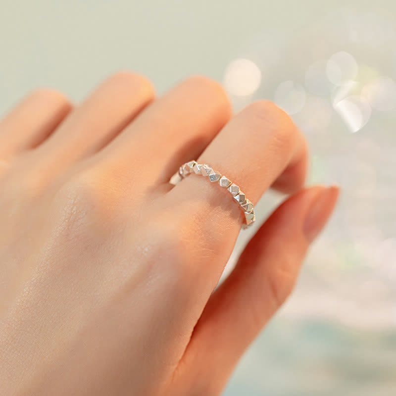 Bague de bénédiction en perles en argent sterling 925 avec Buddha Stones