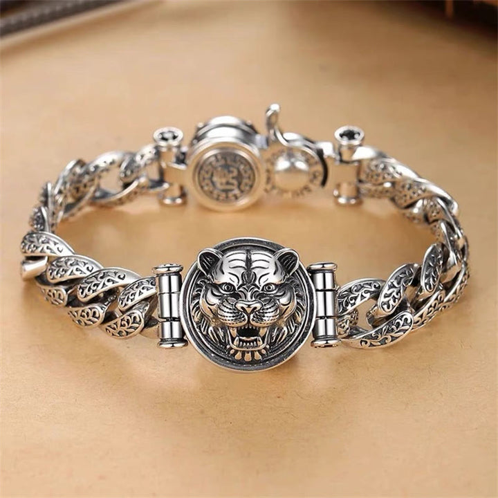 Bracelet énergétique porte-bonheur gravé avec motif floral de la dynastie Tang et Buddha Stones
