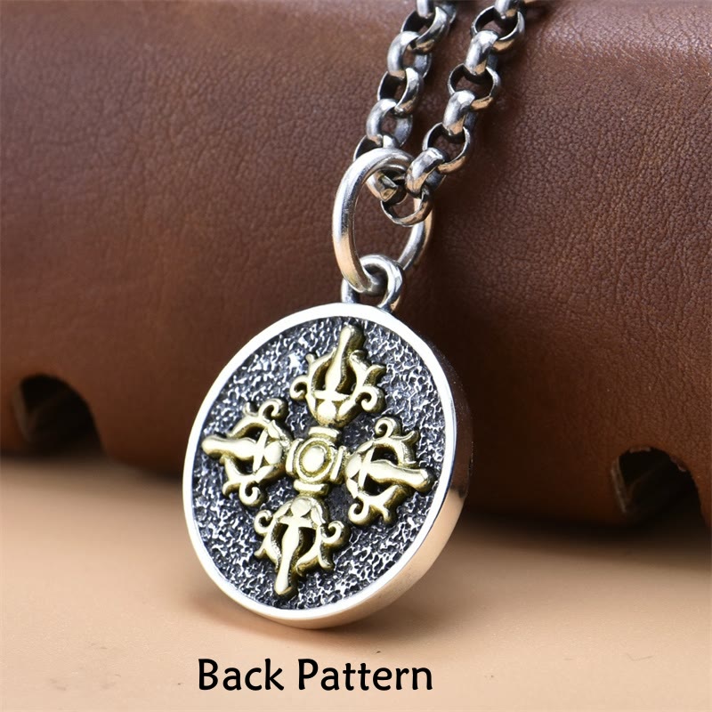 Collier pendentif de protection double Dorje Vajra en argent sterling 925 Buddha Stones - image 3