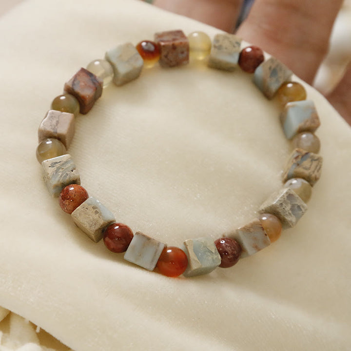 Bracelet de protection en agate et jaspe en Buddha Stones