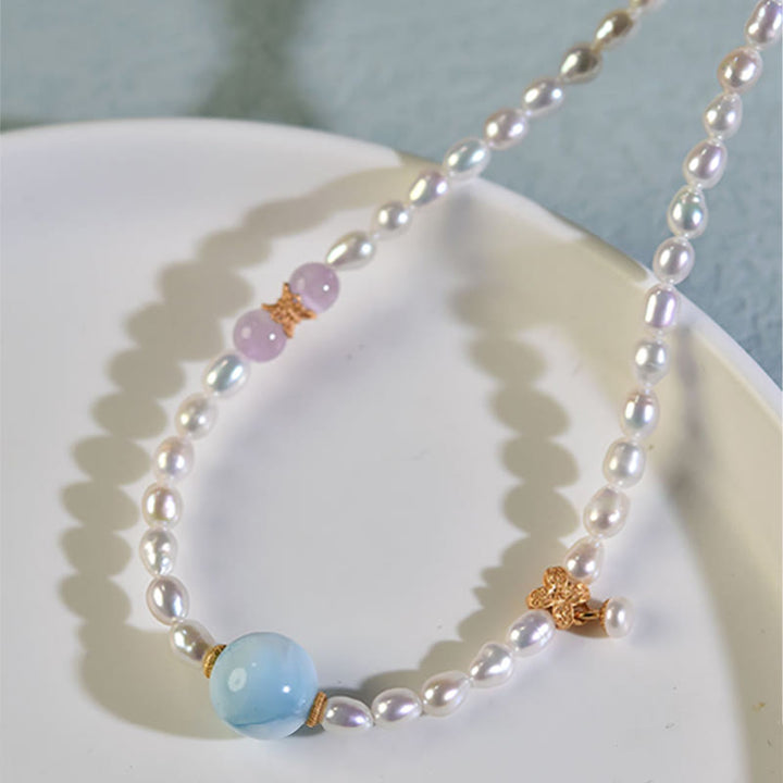 Collier Buddha Stones Argent Sterling 925 pendentif perle naturelle Larimar sincérité
