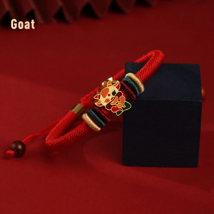 Bracelet tressé rouge en argent sterling 925 fait main avec Buddha Stones Année du Dragon, joli signe du zodiaque chinois