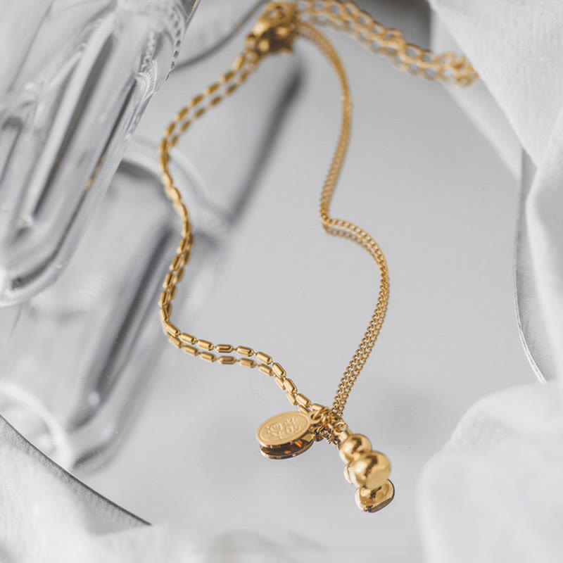 Buddha Stones Or 18k Lucky Bracelet de cheville Buckle Wealth en forme de gourde