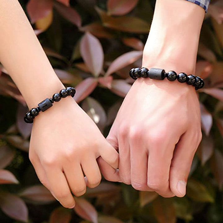Bracelet Dragon Phénix Obsidienne Noire Purifiant l'Âme Buddha Stones