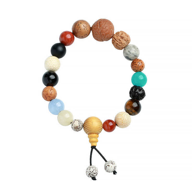 Bracelet Mala en Buddha Stones et graines d'agate Bodhi, sagesse et harmonie