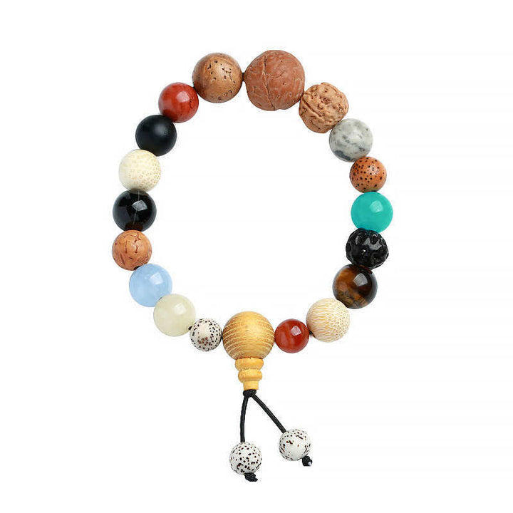 Bracelet Mala en Buddha Stones et graines d'agate Bodhi, sagesse et harmonie