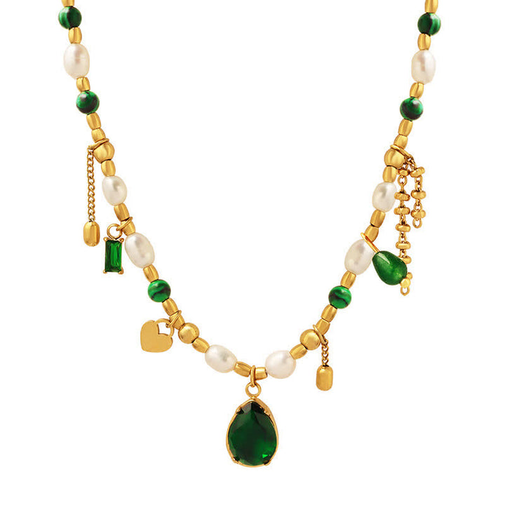 Collier pendentif calme en perles de zircon turquoise