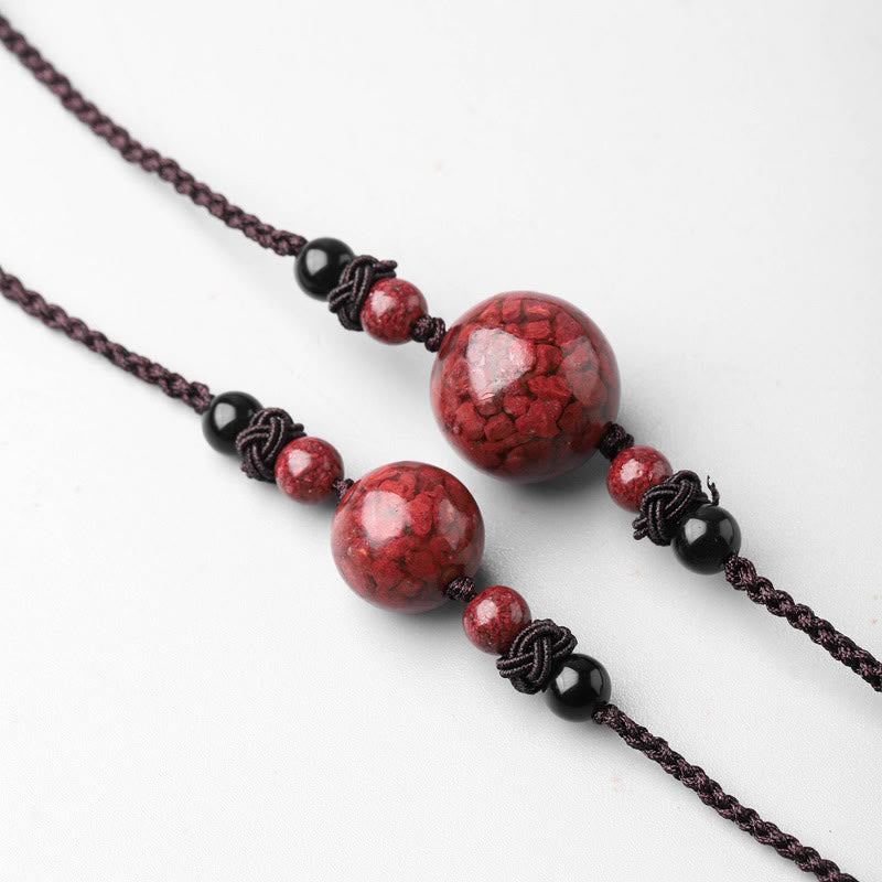 Collier pendentif de bénédiction en perles de pierres de cinabre naturelles de Buddha Stones