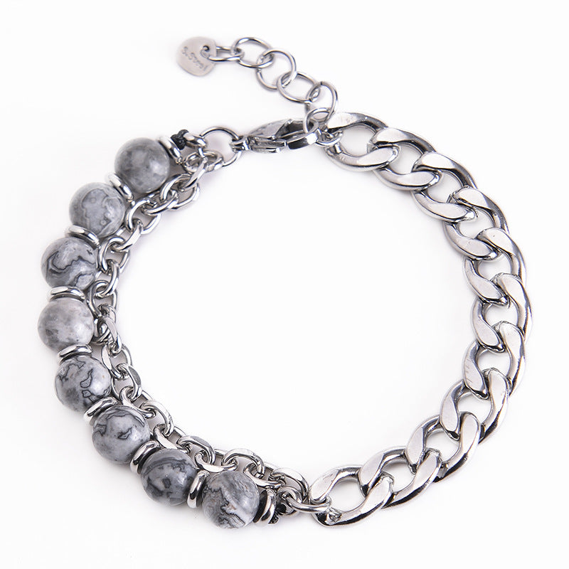 Bracelet de force en pierre givrée avec œil de tigre et jaspe Picasso Buddha Stones