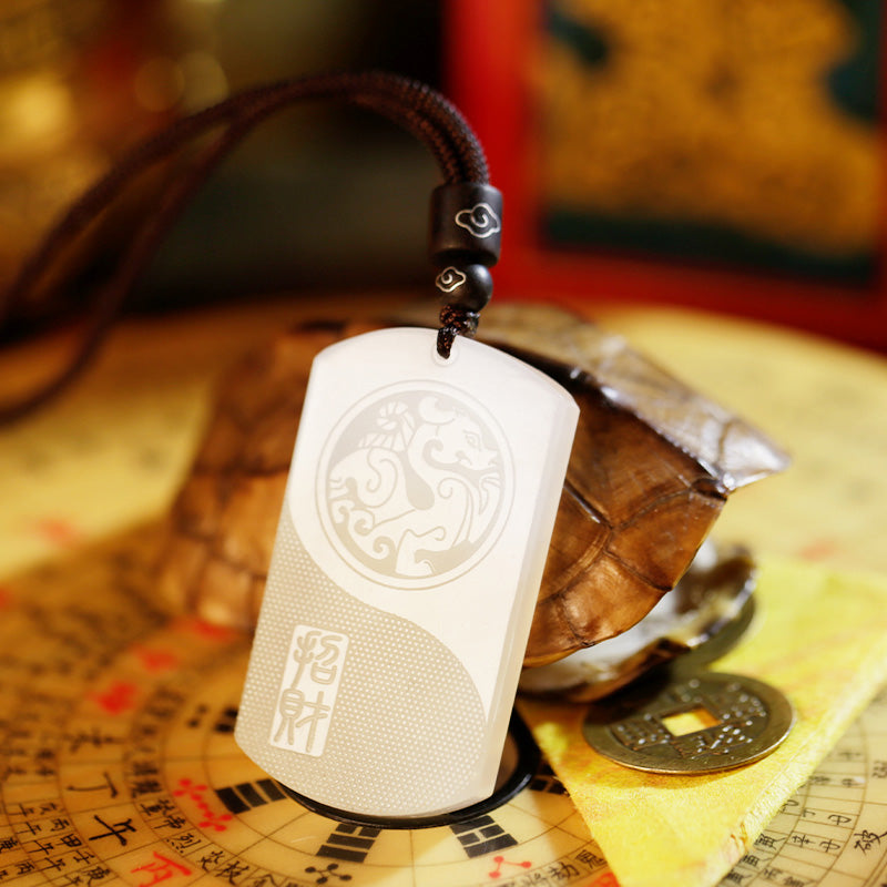 Collier pendentif de protection de la chance PiXiu Yin Yang en jade blanc - image 7