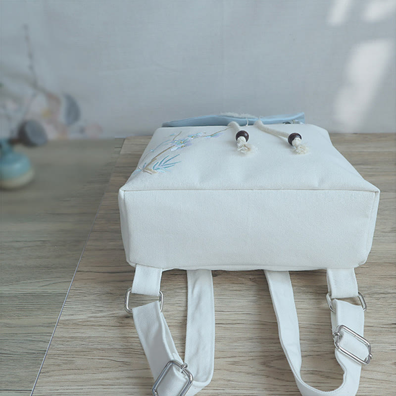 Sac à dos en toile de grande capacité brodé à la main avec Buddha Stones