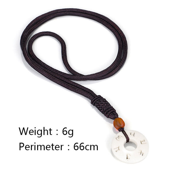 Collier pendentif de protection gravé en forme de fruit en ivoire Buddha Stones Om Mani Padme Hum - image 9
