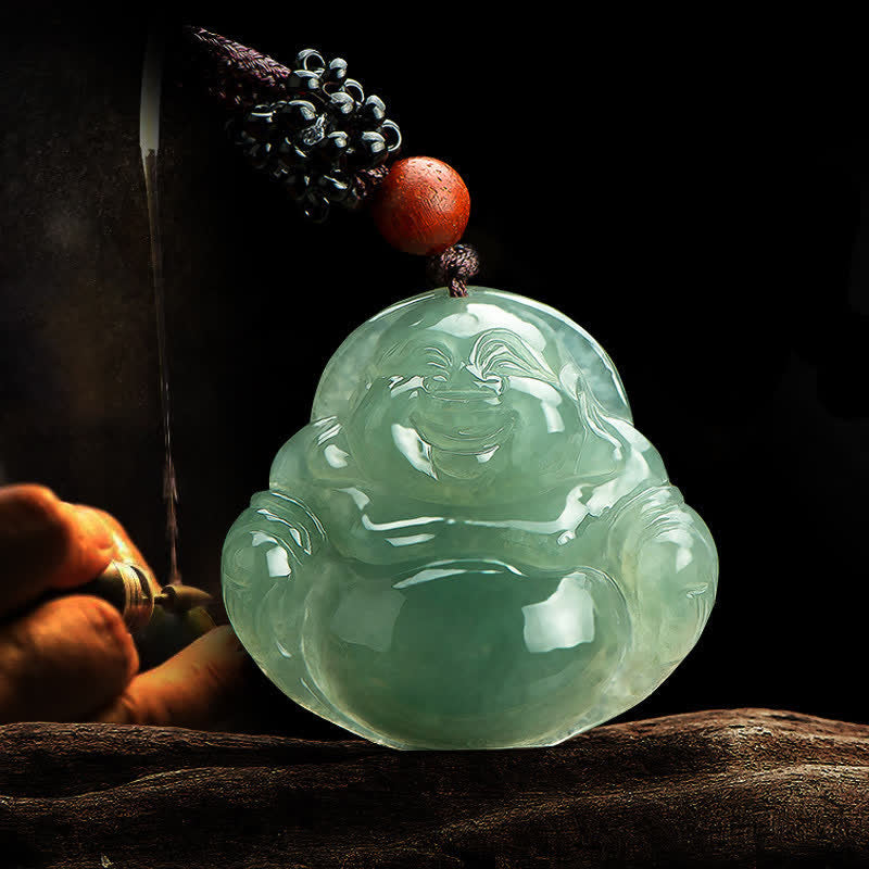 Collier pendentif en jade Bouddha rieur - image 3