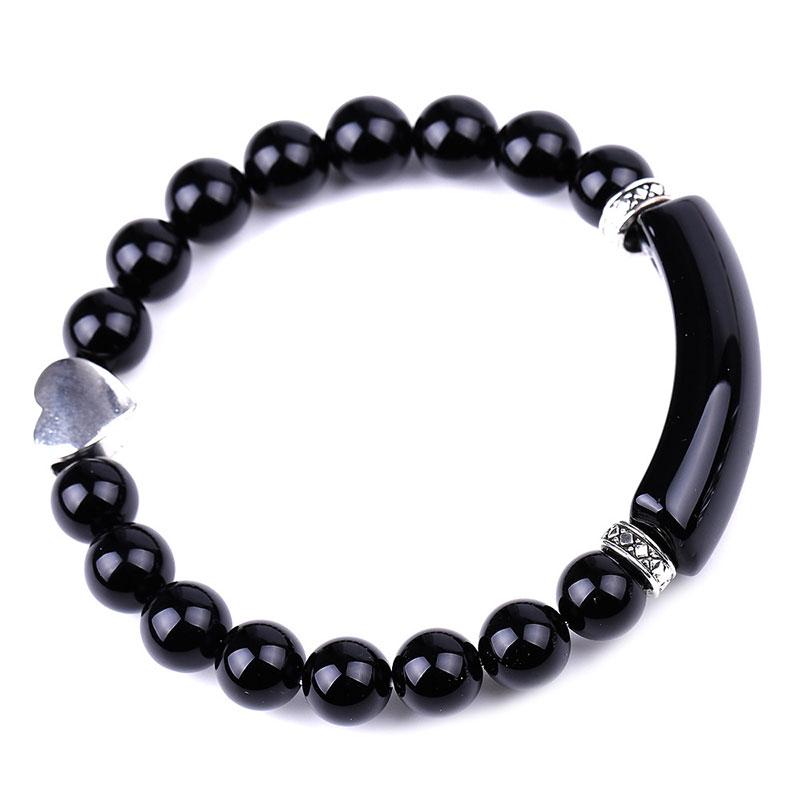 Bracelet unisexe en forme de cœur avec perles en cristal naturel