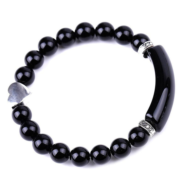 Bracelet unisexe en forme de cœur avec perles en cristal naturel