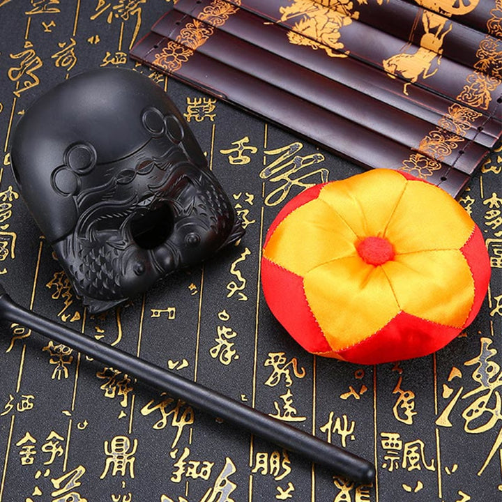 Tambour en bois avec poisson Koi, temple bouddhiste de pleine conscience, Mokugyo