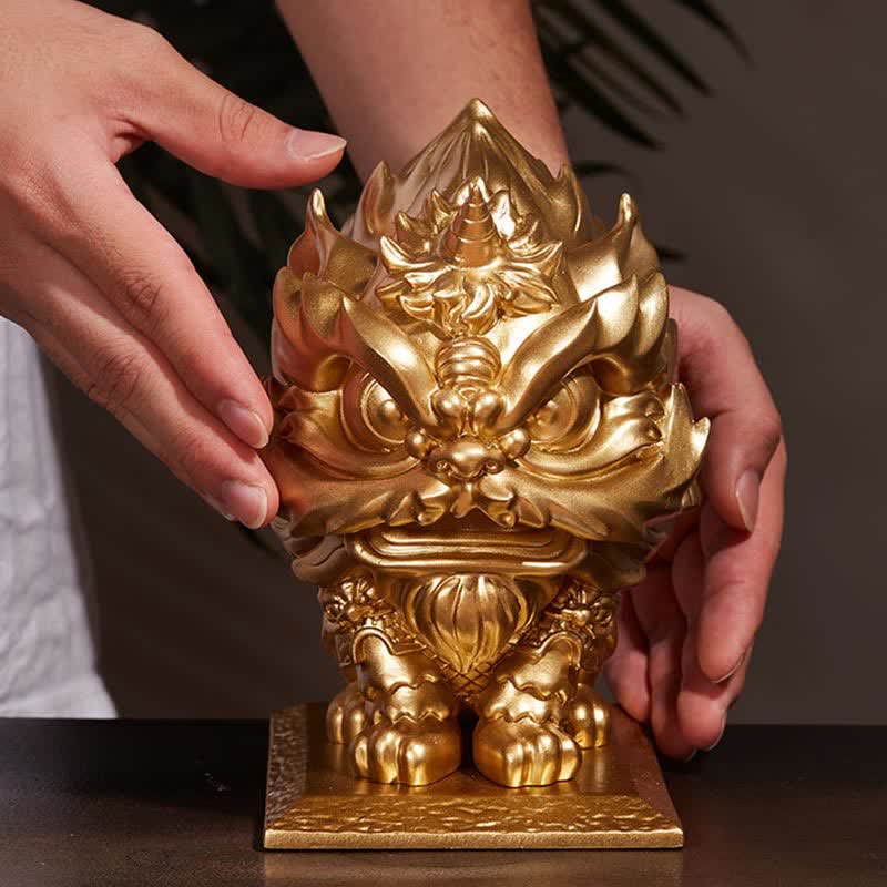 Statue de lion en Buddha Stones en résine résistante pour décoration de maison ou de bureau - image 3