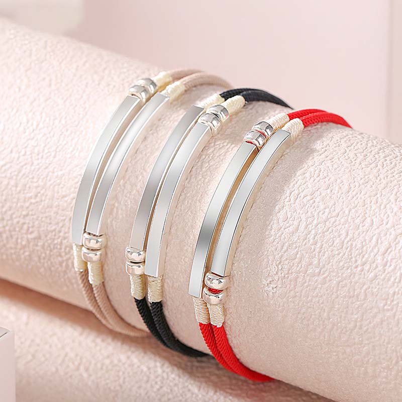 Bracelet tressé en argent sterling 925 avec cordon rouge et Buddha Stones