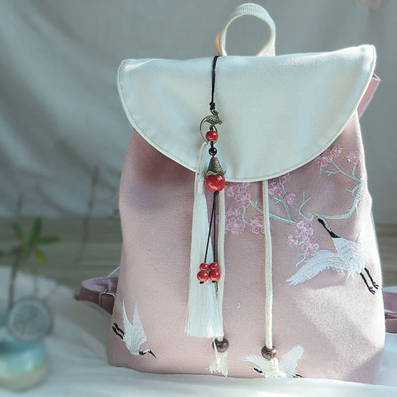 Sac à dos en toile de grande capacité brodé à la main avec Buddha Stones