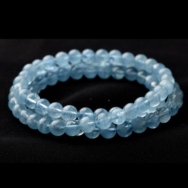 Bracelet de guérison de la paix en aigue-marine naturelle de Buddha Stones