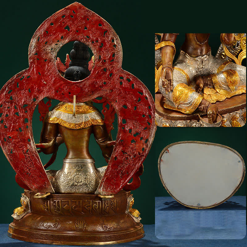 Statue décorative en cuivre du Bodhisattva Tara Verte Espoir - image 15