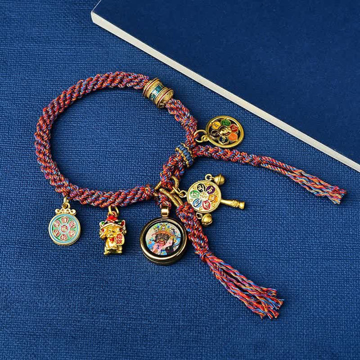 Bracelet tressé porte-bonheur Thangka Tibétain Tara Zakiram Déesse de la richesse
