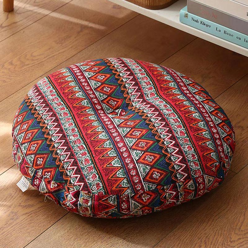 Coussin de siège de méditation en lin à motif simple Buddha Stones et lotus, décoration de salon pour la maison - Détachable - 40cm*10cm - Rouge indien - image 21