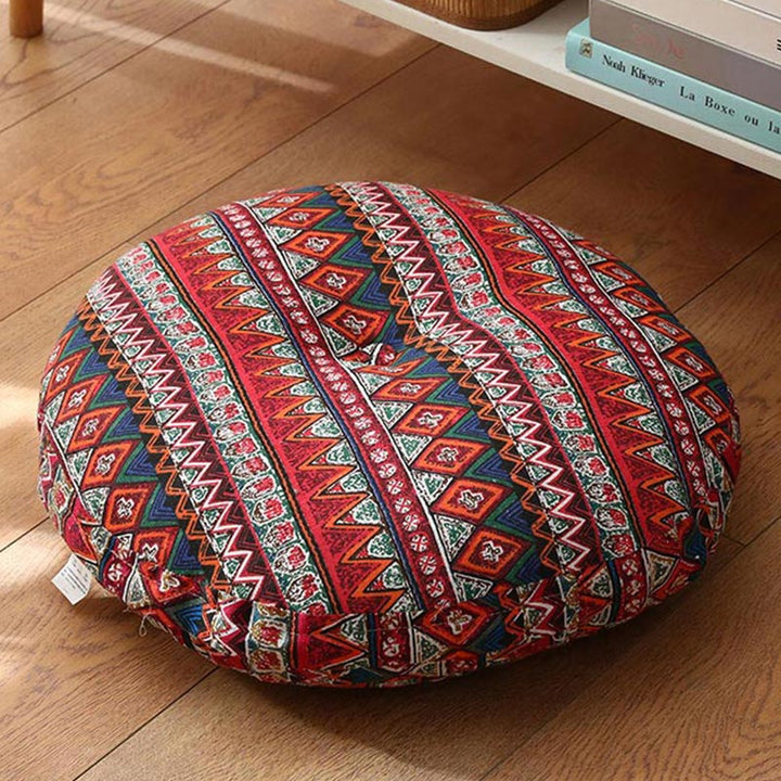 Coussin de siège de méditation en lin à motif simple Buddha Stones et lotus, décoration de salon pour la maison - Détachable - 40cm*10cm - Rouge indien - image 21