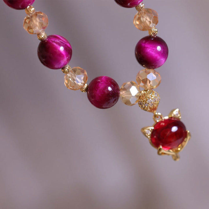 Bracelet de protection et de confiance en soi en œil de tigre rouge PiXiu Fox Buddha Stones - image 4